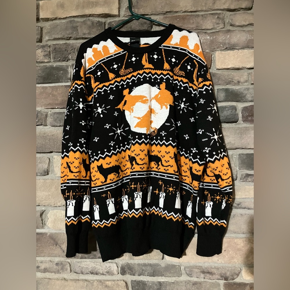 Disney Our Universe Hocus Pocus Themed Black and Orange Sweater